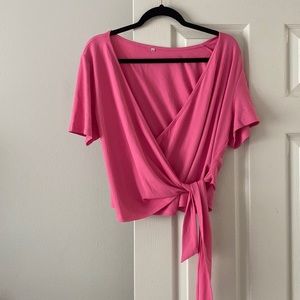 Amazon hot pink wrap crop top
